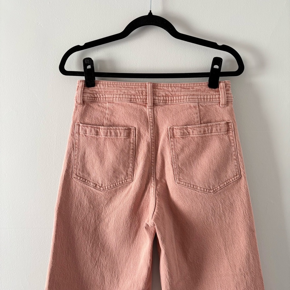 Faherty Harbor Crop Jean Ankle High-Rise Kick Flare Wide Leg Pants Washed Pink - Picture 5 of 7